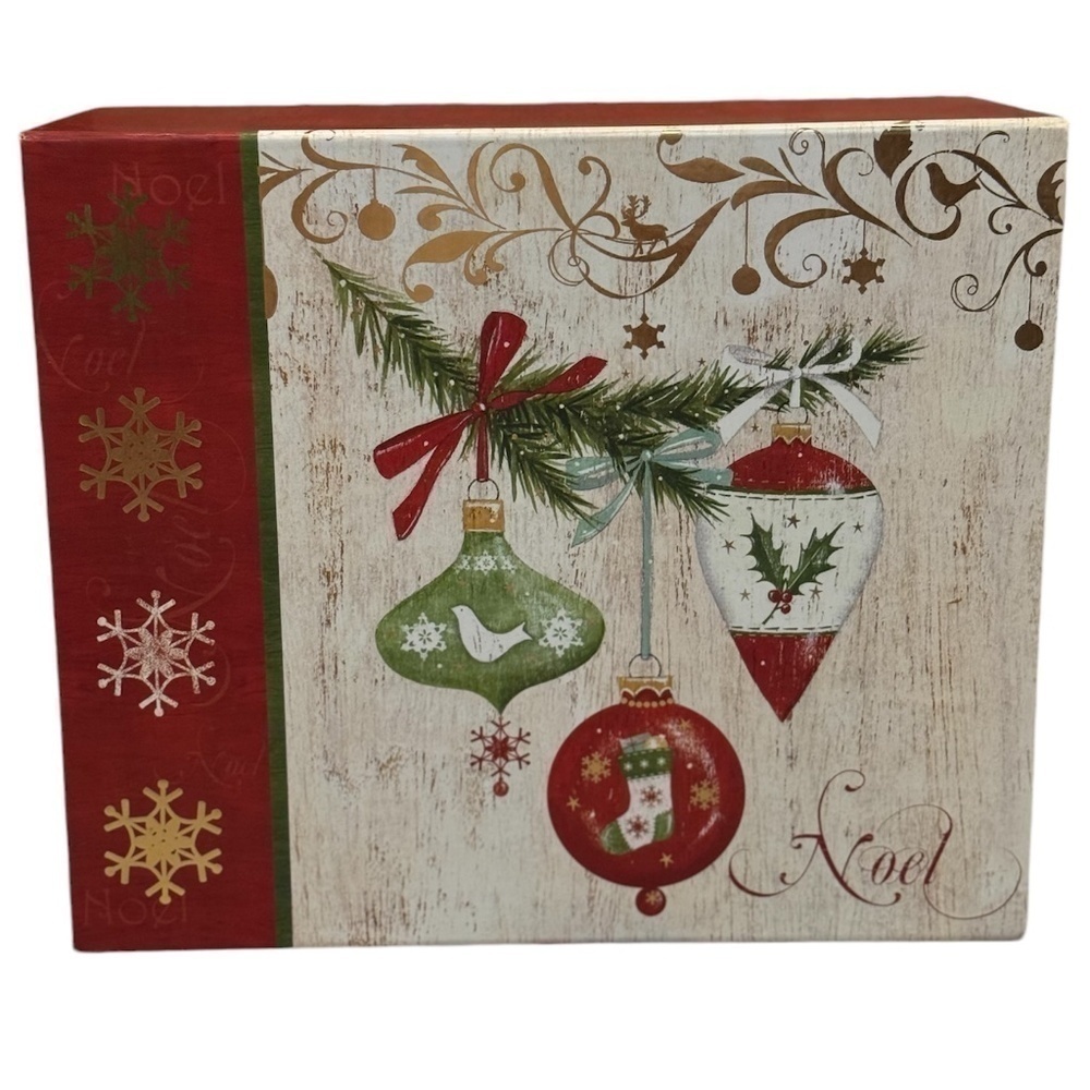Noel Holiday Gift Box Red Bow Vintage Inspired